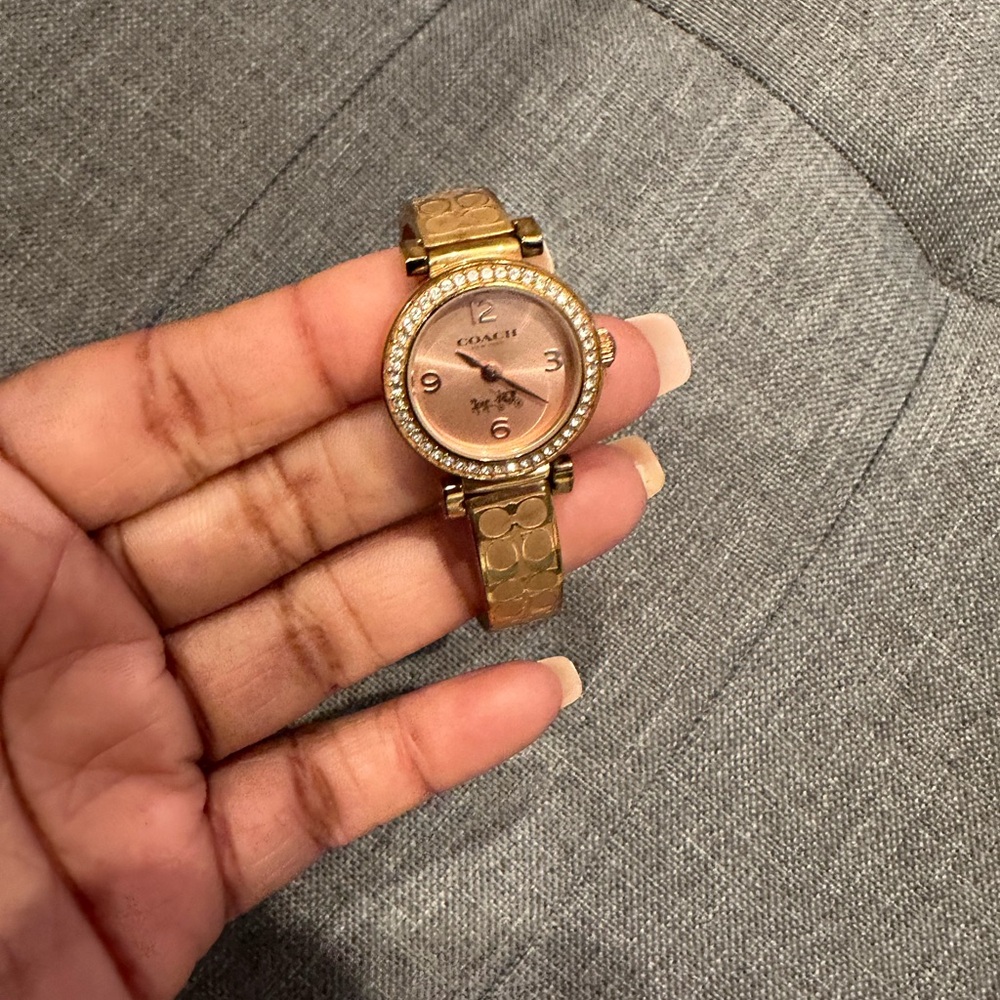 Very cute Coach Women's Gold-Tone Watch with Crystal Accents, well-kept, trendy!